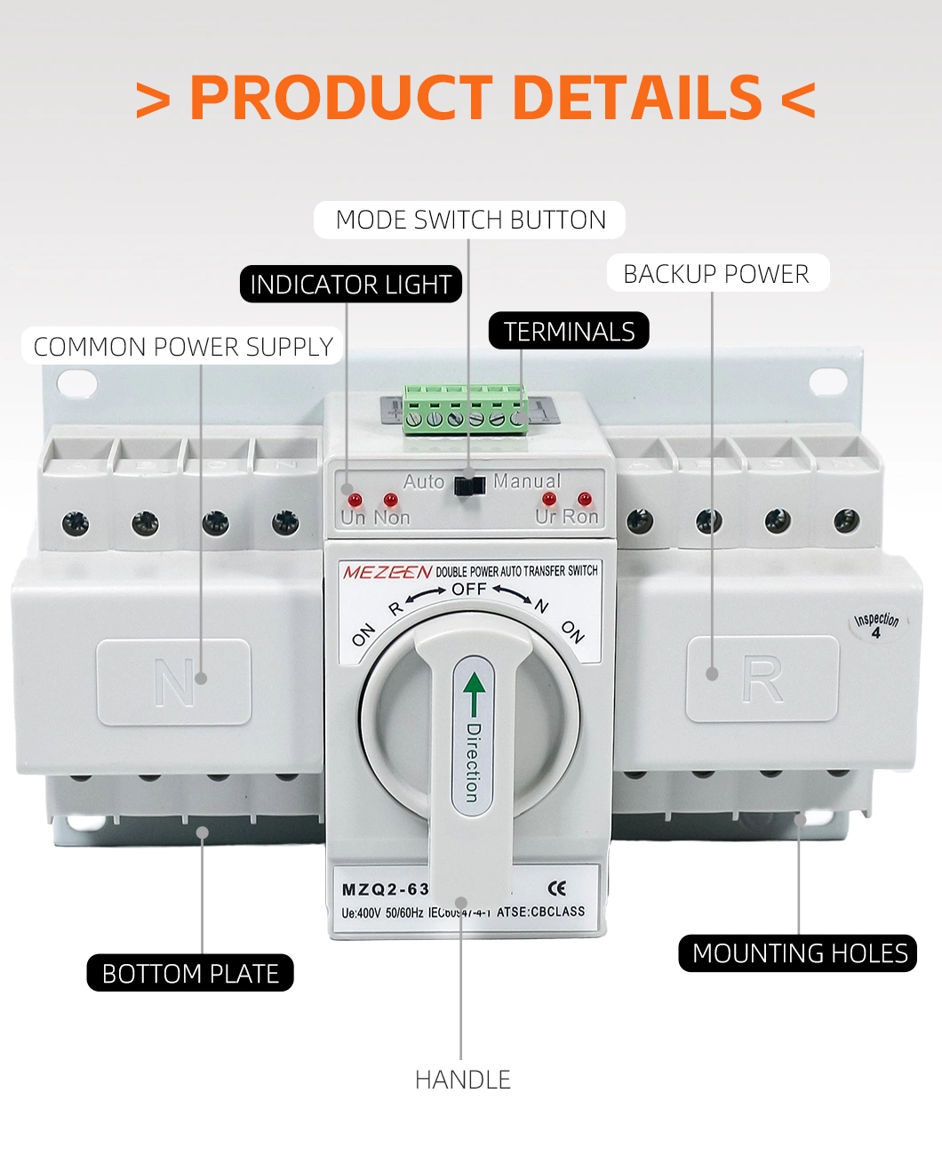 CB Class Automatic Transfer Switch 4 Pole Double Power ATS Electrical Changeover Switch