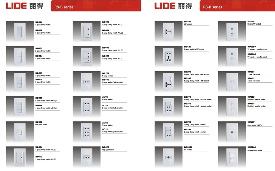 Wide Screw/Screwless Module Type Big Push Button Switch